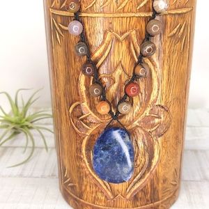 Petrified Wood and Sodalite Necklace made by Rust Belt Raised